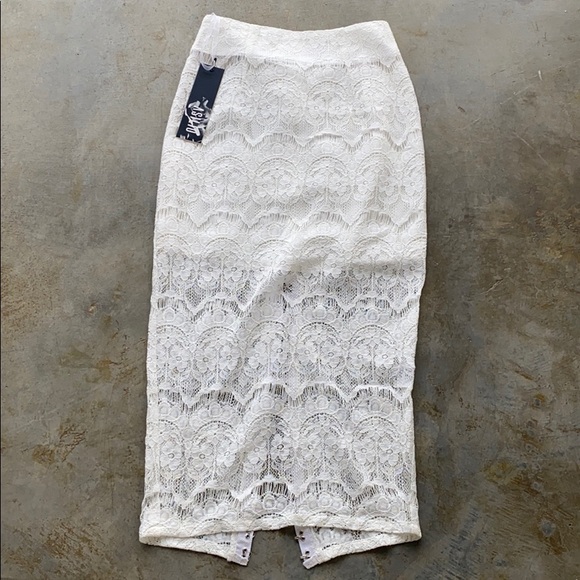 Asilio ivory lace midi skirt size XS NWT *FLAW SEE PICS - Picture 9 of 16